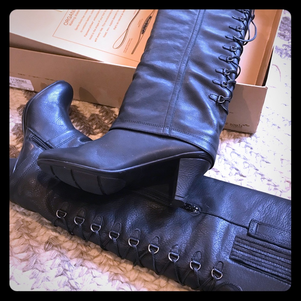 Oh Schucks Black Leather Lace Up Gentle Souls boots